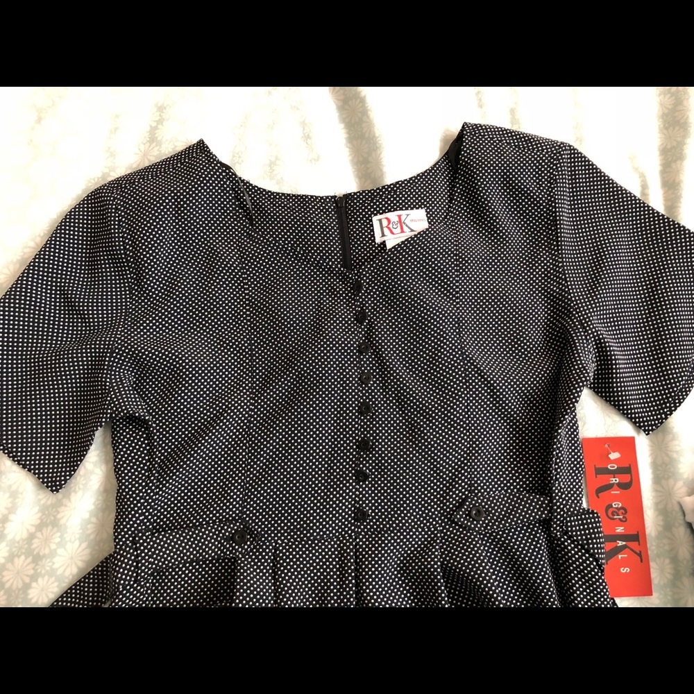 NWT R&K Black and White Polka Dot Dress